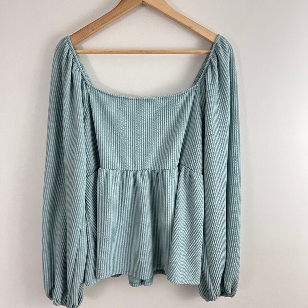 Arula Peplum‎ Top Women 1X Ribbed Ruched Long Sleeve - Picture 2 of 8